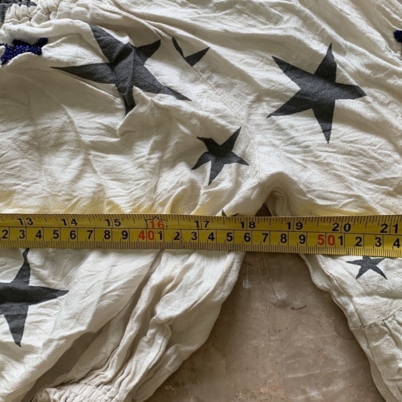 surf gypsy off the shoulder star top sequence size small beige gray bohemian - Picture 8 of 8